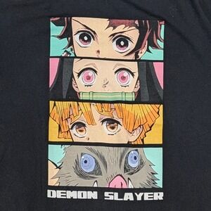 Demon Slayer Kimetsu no Yaiba Graphic T-Shirt Mens XL Black Anime Crewneck